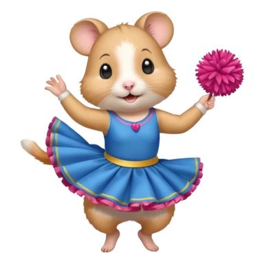 hamster girl dancing with skirt holging ponpon sticker