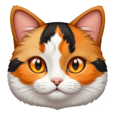calico cat with small head, hazel eyes, and short but chubby body sticker