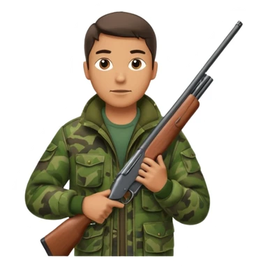 male hunter with a shotgun slung over shoulder, confident stance sticker