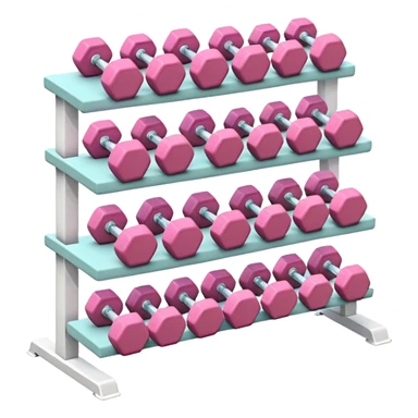 White dumbbell rack with pastel pink dumbbells neatly aligned sticker