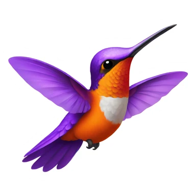 Orange Hummingbird with purple hummingbird sticker