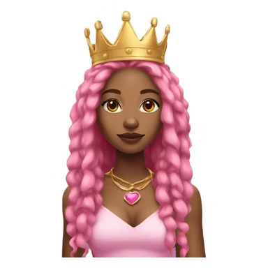 Black woman with long, blonde dreadlocks with pink highlights, and pink and black fox ears, wearing a pink and gold crown with six points sticker
