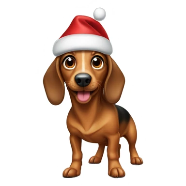 Wiener Dog wearing a Santa hat sticker