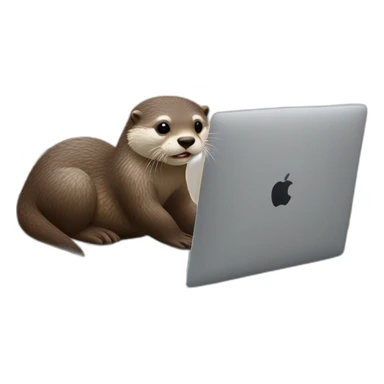 otter using a macbook leaning against a pillow sticker