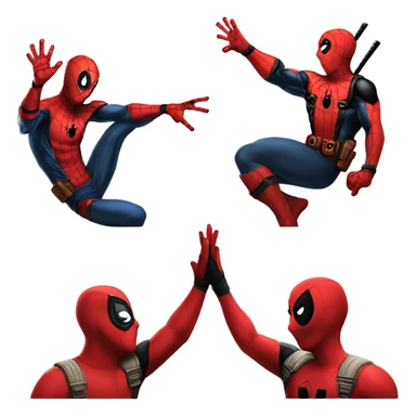 Spider-man and deadpool high five happily sticker