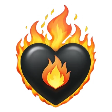 The heart is black and there is fire around sticker