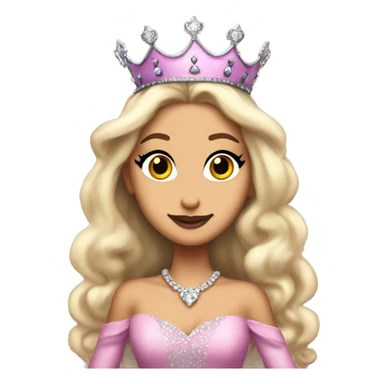Ariana Grande as Galinda from Wicked. blond hair, a crown and big pink dress sticker