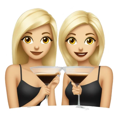 Two blonde girls in their 20s drinking espresso martinis in cocktail glasses sticker