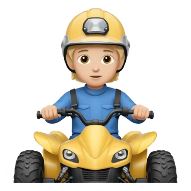 Please make a young blonde boy riding a four wheeler sticker
