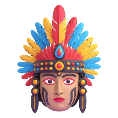 Toltec warrior stone head with elaborate feather headpiece sticker