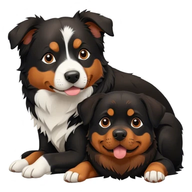 A Border Collie and a Rottweiler snuggling together. sticker