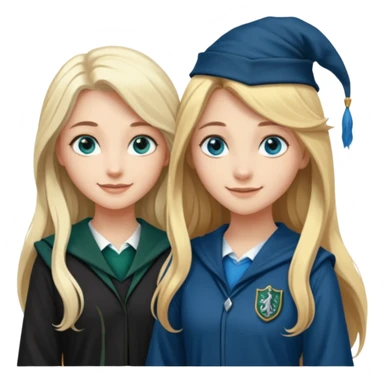 hot Slytherin girl with long blonde hair, blue eyes and big boobs and pretty ravenclaw girl with long brown hair and blue eyes sticker