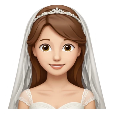Blonde skin bride with a long veil with brown hair with a chin on her face with a medium body sticker