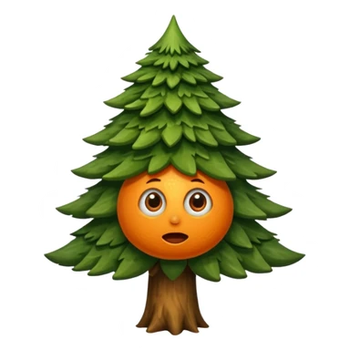 sapin avec deux gros yeux orange, pas de bouche sticker