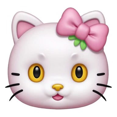 hello kitty, no mouth, yellow nose, black beady eyes, a pink bow on her right ear, it has to look accurate to hello kitty, just her head, no body sticker