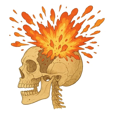 a skull exploding, anatomical diagram sticker