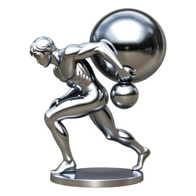 sorayama Sisyphus carrying big sphere on his back sculpture sticker