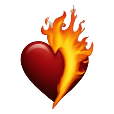 Dark red heart on fire sticker