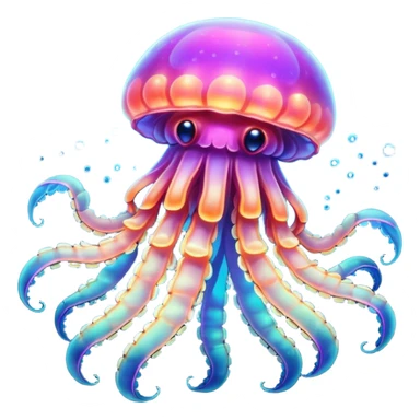 Neon glowing jellyfish-crab-squi sticker