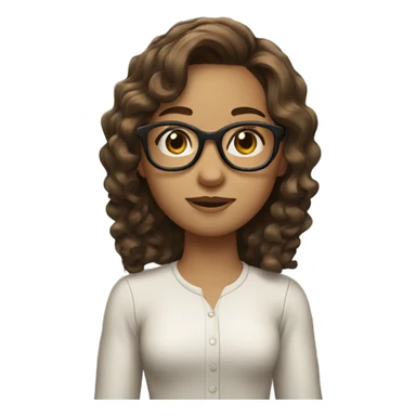 girl with brown hair wavy not too curly and glasses  sticker