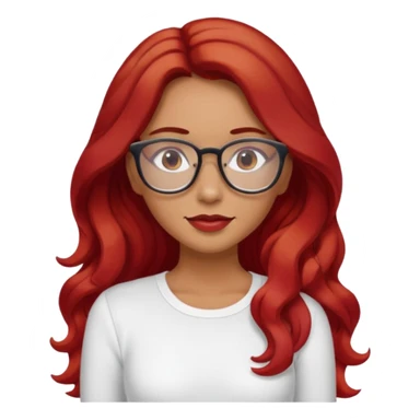 Crespa peli roja tono fuerte , trigueña , con lentes y top blanco pelo largo  sticker