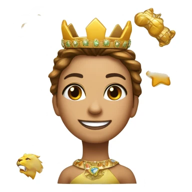 Un león hembra alegre y juguetona con corona de brillo de Reyna  sticker