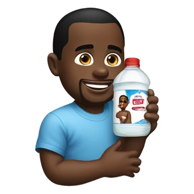P diddy holding a johnson & johnson’s baby oil bottle sticker