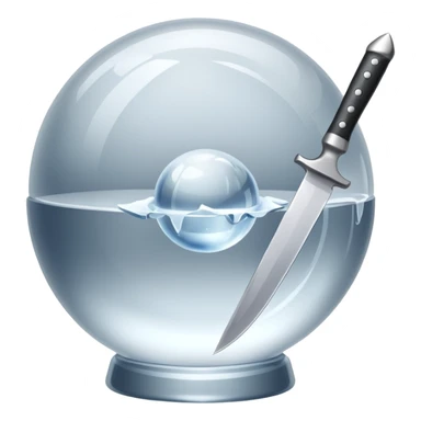 knife stuck in a ice ball sticker