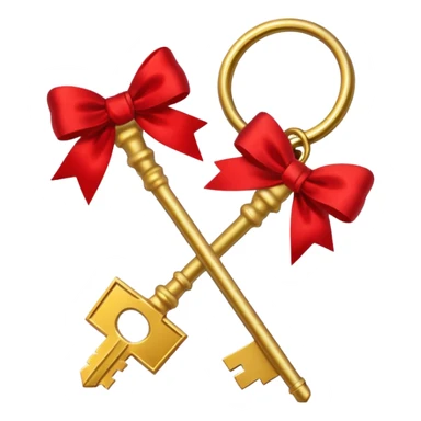 gold two keys tied with a red bow sticker