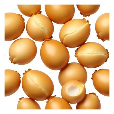 3D rendered crispy Hong Kong egg puffs (港式鸡蛋仔) with slight char marks, perfectly golden with darker spots, authentic egg-shaped bubbles, hyper-realistic texture, glossy finish sticker