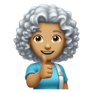 Silver curly hair white girl with thumb up sticker