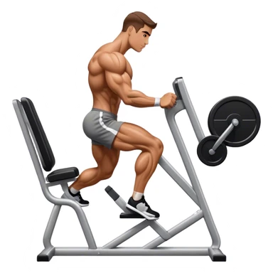 side-view bodybuilder using gym calf-raise machine sticker