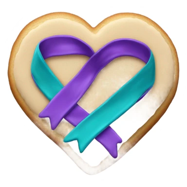 Cookie heart with teal purple awareness ribbon sticker