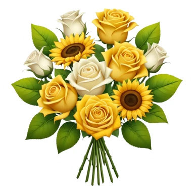 Bouquet with yellow roses sunflowers and white roses ￼ sticker