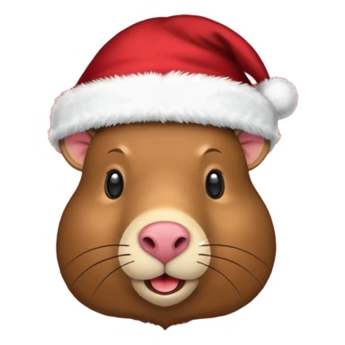 Una capibara con gorro navideño sticker