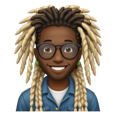 a black african guy with dreadlocks, wearing black shades and aura farming emoji sticker