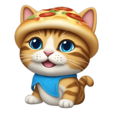 Smurf cat with boorger hat and pizza coat sticker
