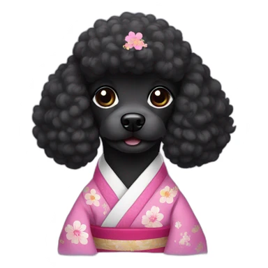 Black Poodle wearing hanbok sticker