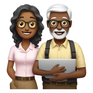 white and nerd Grandparents in Day St Valentines with laptops sticker