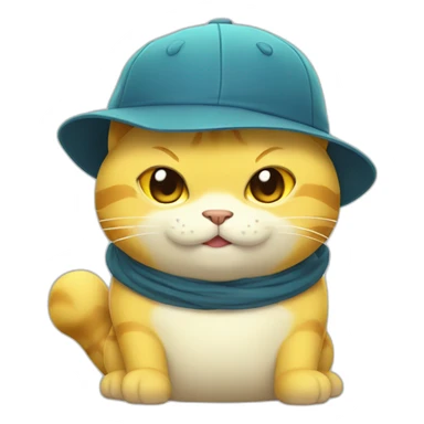 Yellow cat with cap of snorlax sticker