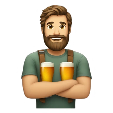 bearded guy holding two beers sticker