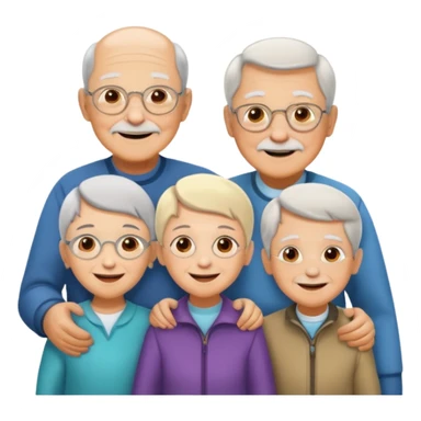 two kids light skin with her grand parents sticker