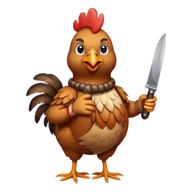 Chicken with a knife sticker