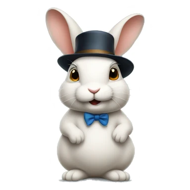 profile rabbit stands on two legs with a hat two ears sticker