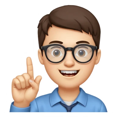 Nerd with glasses and one finger up and two teeth sticking out  sticker