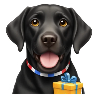 Black Labrador with happy birthday flag sticker