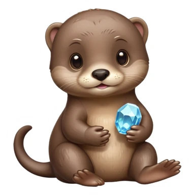 baby otter holding crystals sticker