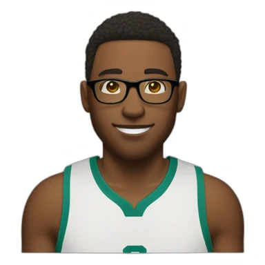 Tall basketball player with short hair and glasses sticker