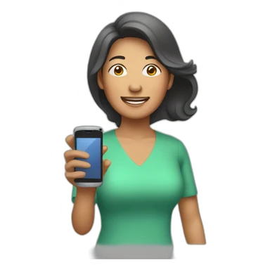 Pilipino middle aged woman holding a phone sticker