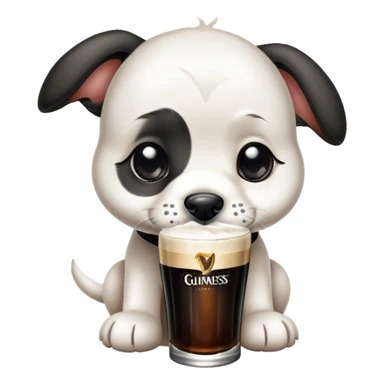 Black and white puppy drinking a Guinness  sticker